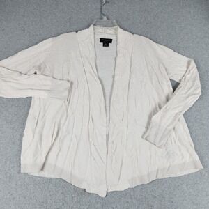 Liz Claiborne Cardigan Sweater Womens Medium Cream Knitted Career Open Front